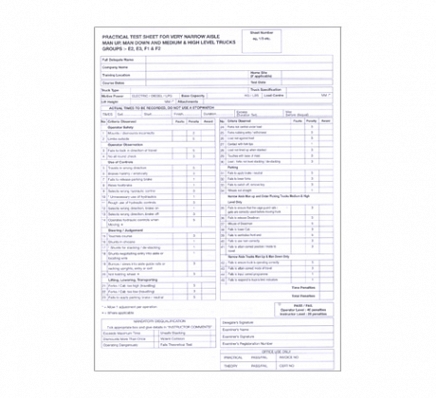 Vna And Mlop Truck Test Sheets